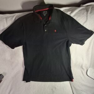 Izod Black Polo Shirt with Red Accent